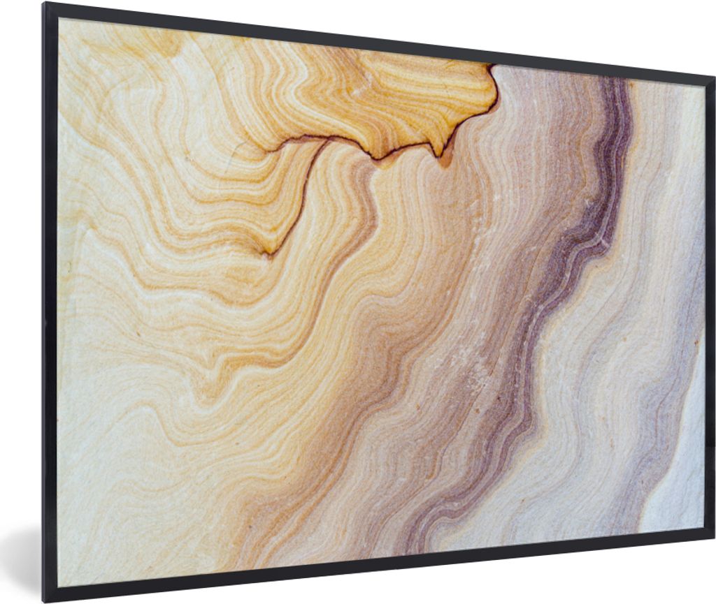 MuchoWow Gerahmtes Poster Marmor - Textur - Sandstein - Gold - Marmoroptik 30x20 cm - Poster mit Schwarzem Bilderrahmen Wandposter Rahmen Foto Bi...