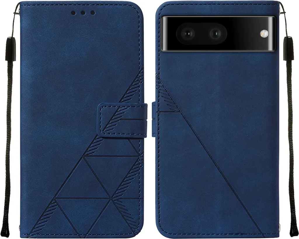 Custodia Portafoglio Google Pixel 7 Pro in Pelle Blu con Goffratura