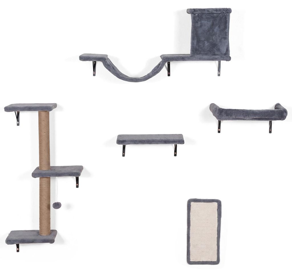 COSTWAY 5 in 1 Kletterwand Katzen Set, Katzen Wandelemente, Produktbild 