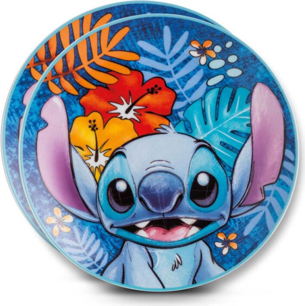Satz von 2 blauen Stitch Desserttellern