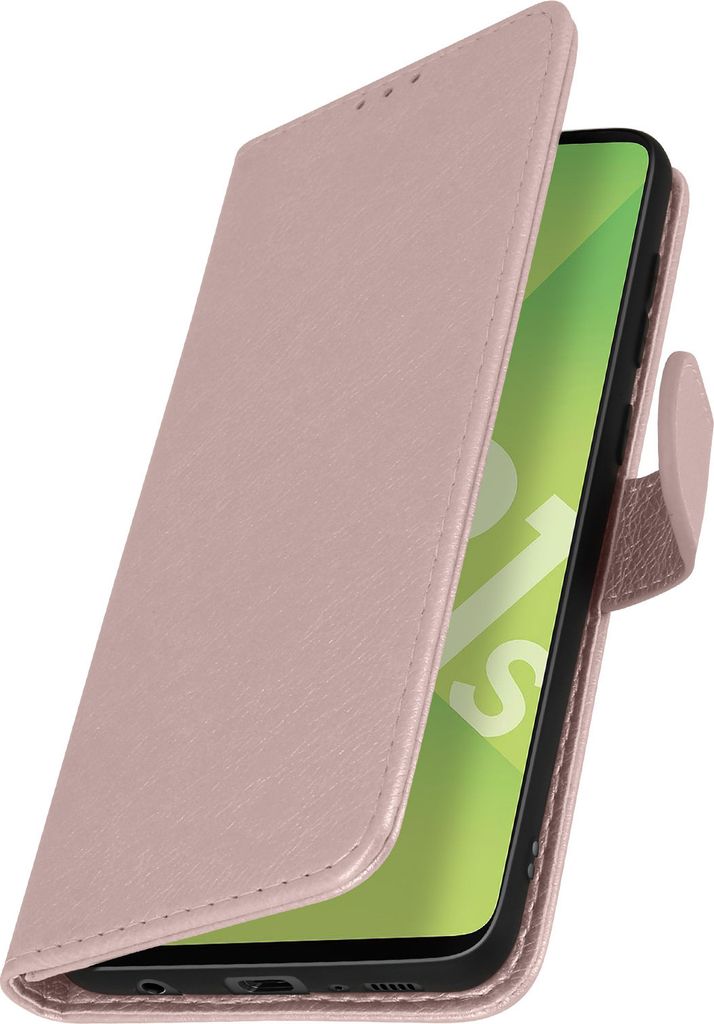 Avizar, Kunstleder-Klappetui mit Standfunktion für Samsung Galaxy A21s, Champagnerrosa