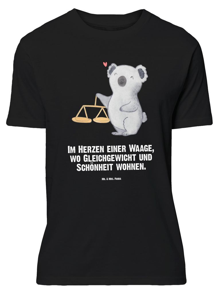 Mr. & Mrs. Panda Größe L T-Shirt Waage Astrologie - Schwarz - Geschenk, Sternzeichen, Tierkreiszeichen, Shirt, Geburtstagsgeschenk, Tshirt, mit S...