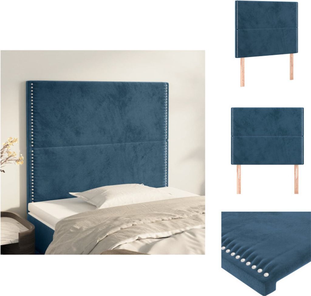 vidaXL Kopfteile 2 Stk. Dunkelblau 100x5x78/88 cm Samt - Kopf- & Fußenden