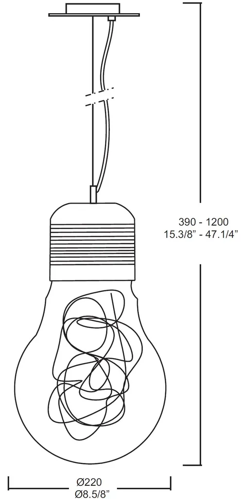 Sospensione Moderna 1 Luce E27 Small - Metallo e Vetro Trasparente - 6