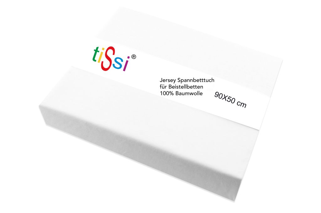 Tissi Spannbetttuch Jersey für Beistellbetten 90x50cm, Tissi:Weiß