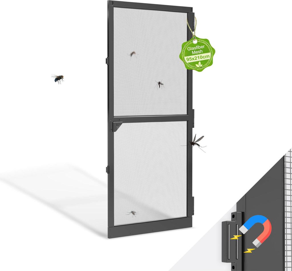 LARS360 Noir Porte moustiquaire Porte moustiquaire 95 x 210 Image du produit 