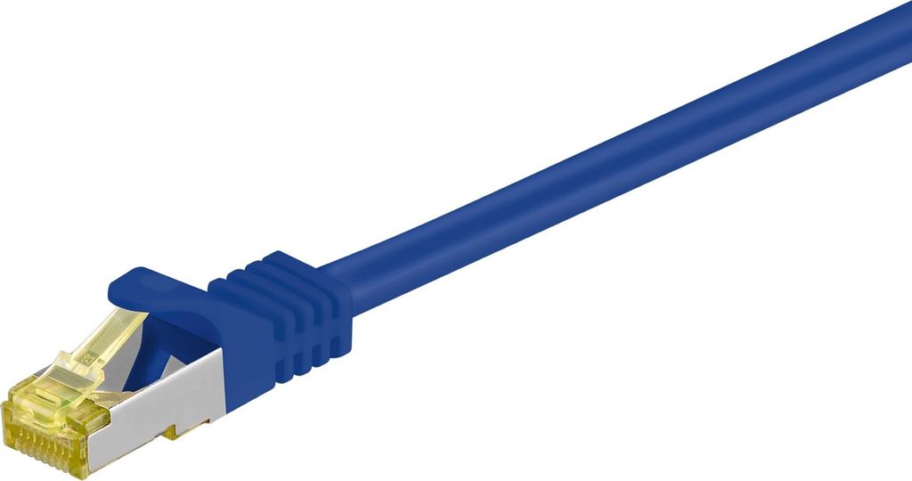 Goobay 0.25m RJ45 Patchkabel CAT 6A S/FTP (PiMF), 500 MHz, mit CAT 7 Rohkabel, blau LSZH halogenfrei, Kupfer