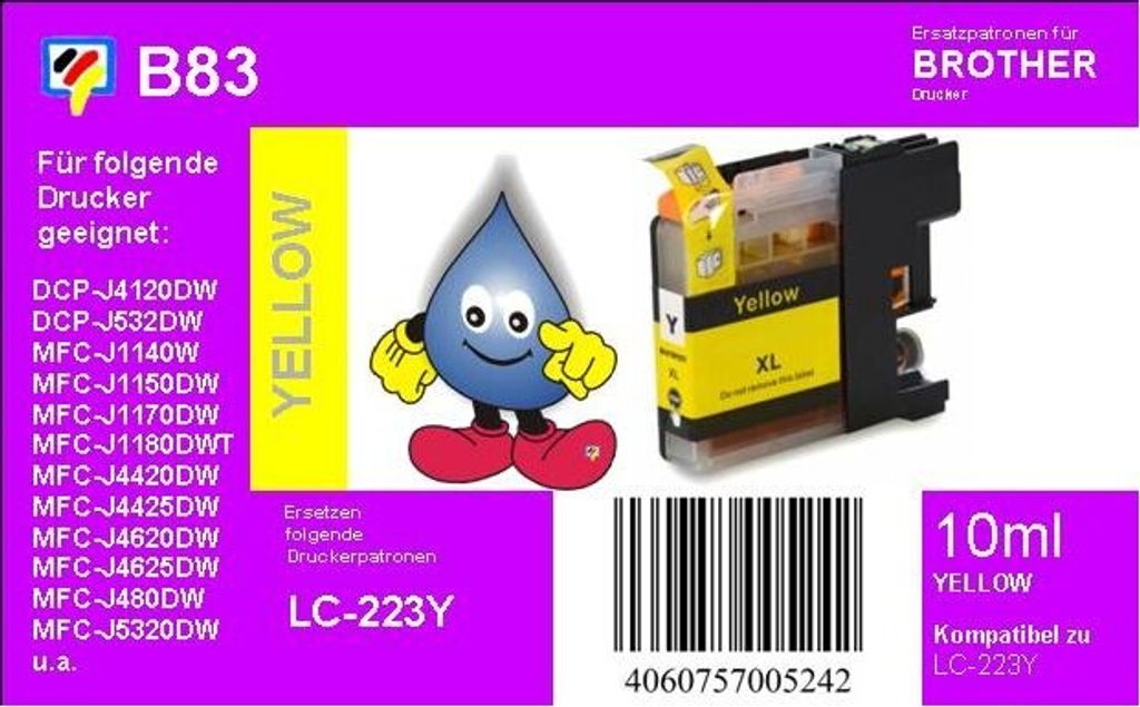 LC-223Y yellow - TiDis Ersatzpatrone mit 10ml Inhalt