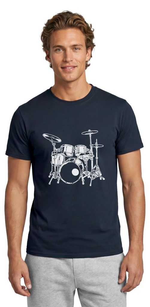 Spreadshirt Schlagzeug Drummer Rock Musik Männer T-Shirt, XL, Navy