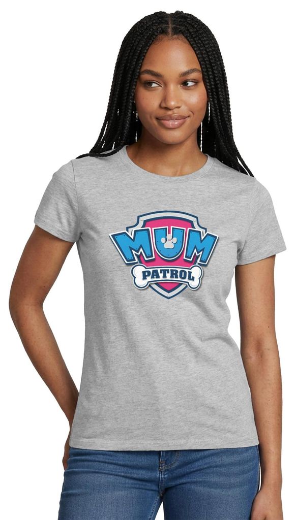 Spreadshirt Paw Patrol Mum Patrol Muttertag Mama Karneval Frauen T-Shirt, XL, Grau meliert