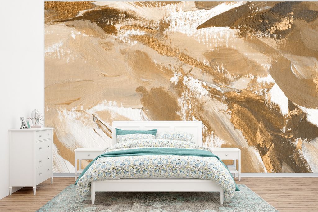 MuchoWow Fototapete für Wohnzimmer oder Schlafzimmer Wandtapete Vinyl Motivtapete Farbe - Braun - Grau - 320x240 cm - Tapeten