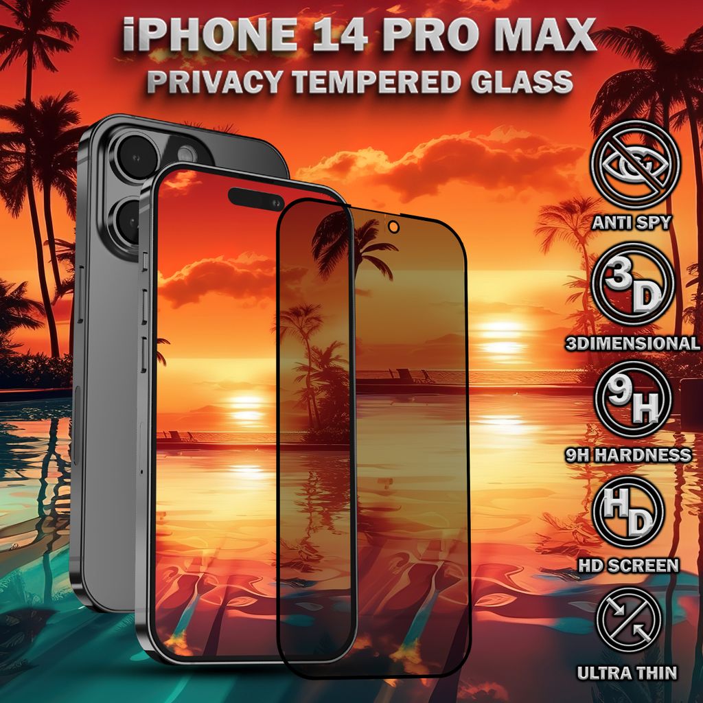 Sichtschutz Schutzfolie für iPhone 14 Pro Max - gehärtetes Glas 9H - Super Qualität 3D