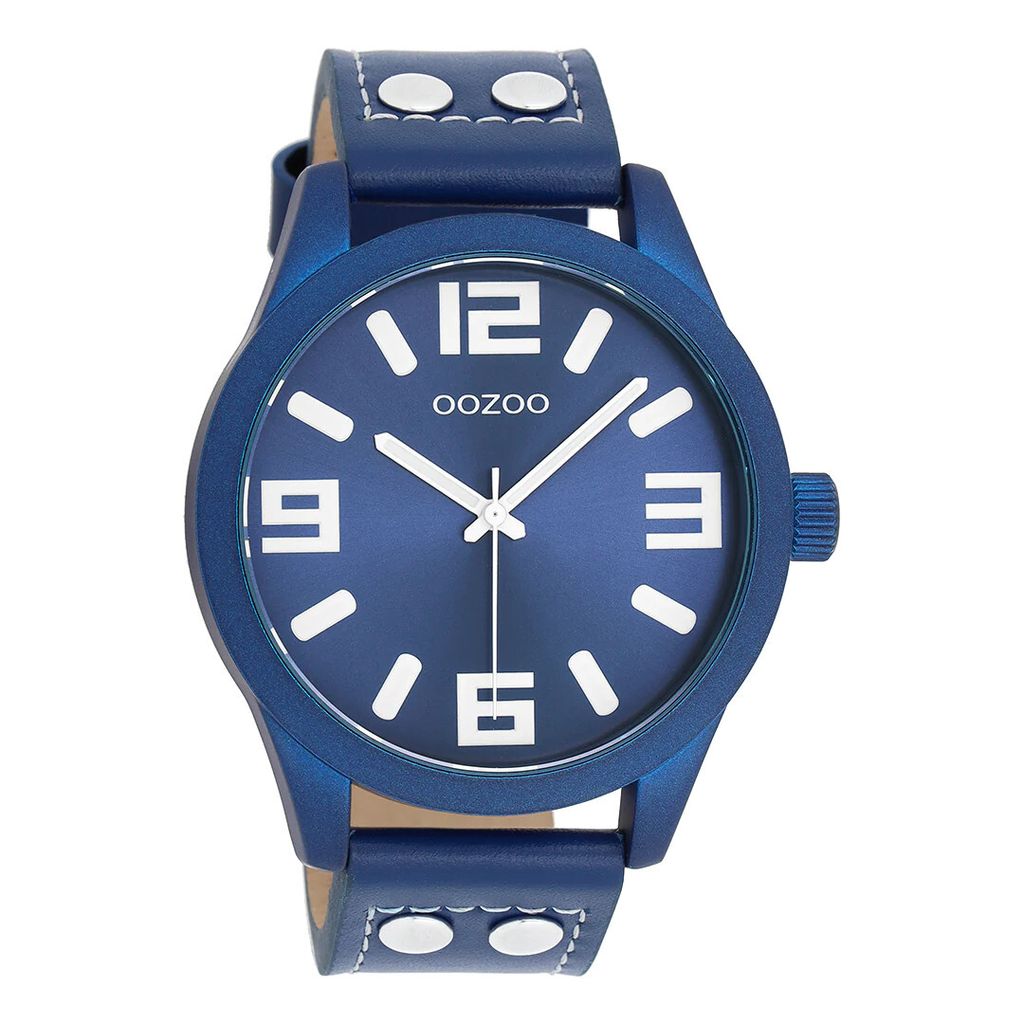 Oozoo Armbanduhr blau Leder Timepieces Damen-Herren Analog-Quarzuhr UOC1092A