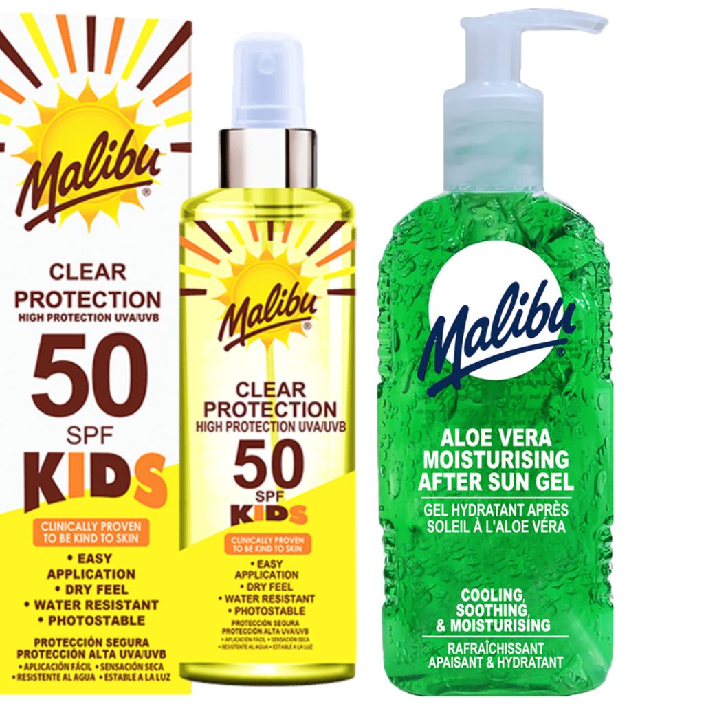 Malibu Clear Spray für Kinder LSF 50 250 ml + Aloe After-Sun Gel 200 ml