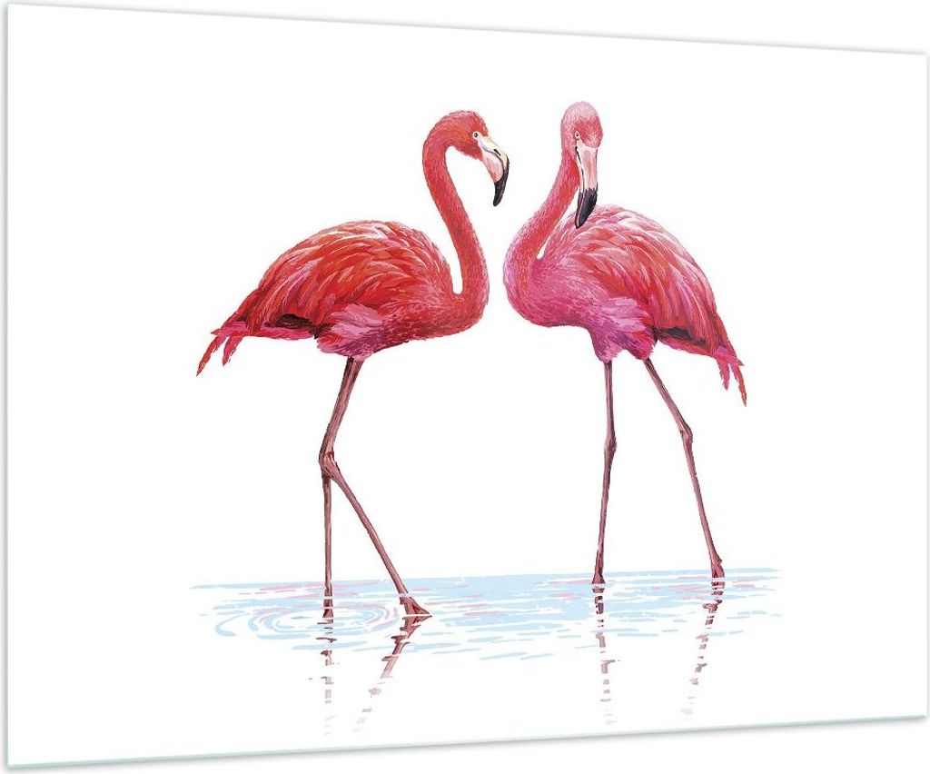 Bilder auf glas - Einteilig - Flamingos Rosa Paar - 100x70cm - Glasbilder - Wandbilder - Bilder - zum Aufhängen bereit - Wanddekoration aus Glas -...