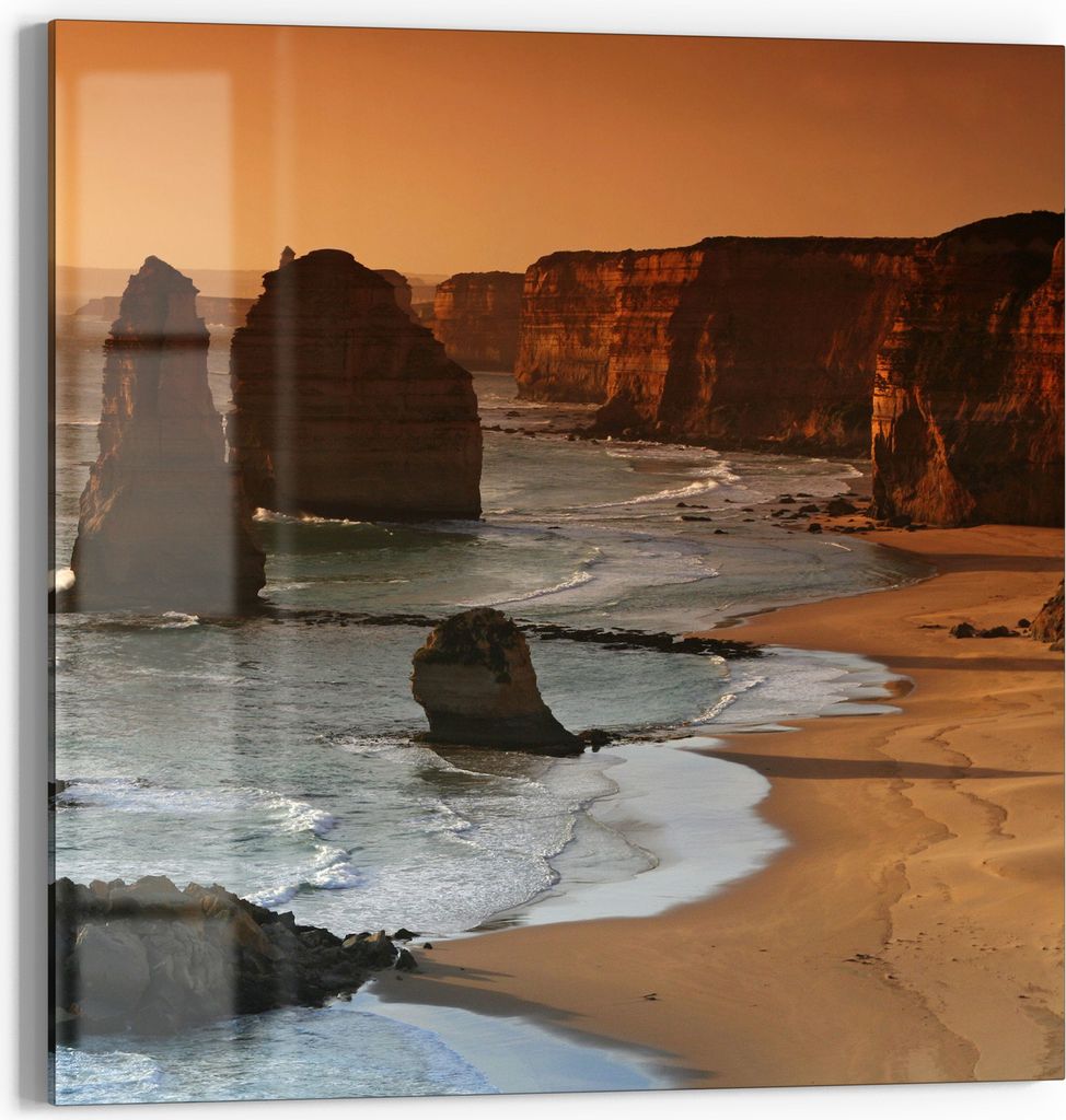 DEQORI Glasbild Echtglas 50x50 cm 'Abendliche Apostel' Wandbild Bild modern Deko