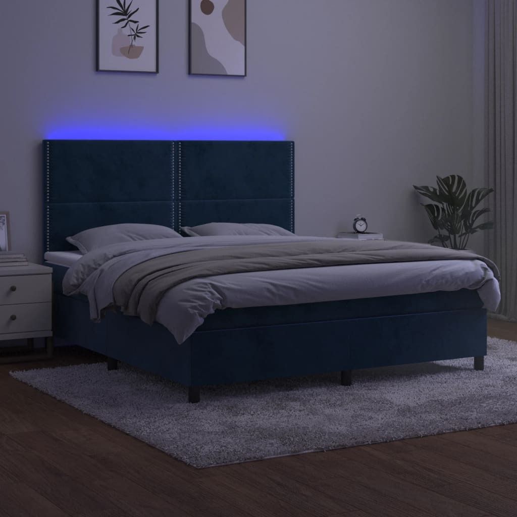 Maison Exclusive - Boxspringbett mit Matratze & LED Dunkelblau 160x200 cm Samt