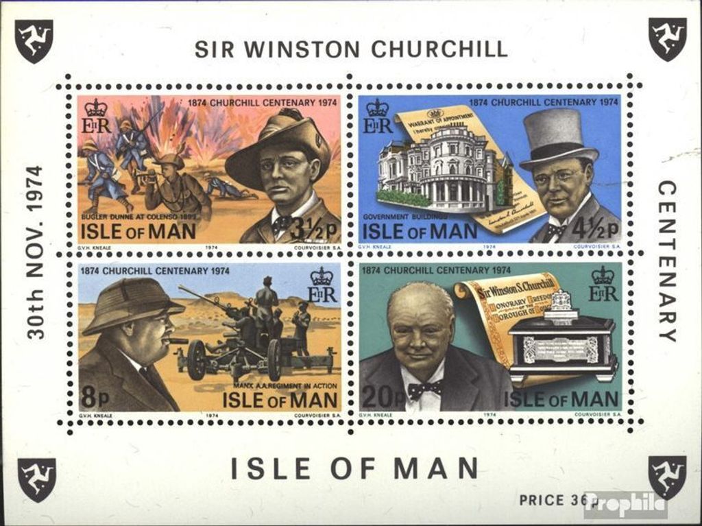 Briefmarken GB - Isle of Man 1974 Mi Block1 (kompl.Ausg.) postfrisch W. Churchill