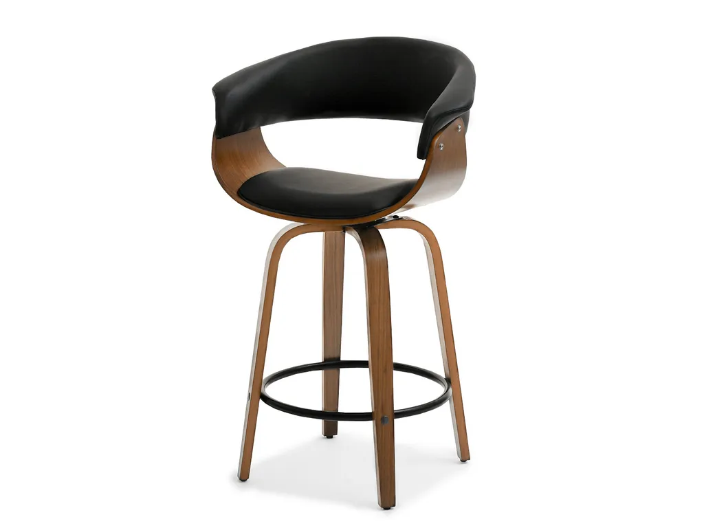 Sgabello MAITE Noce Nero Design Moderno - Seduta Alta per Isola Cucina