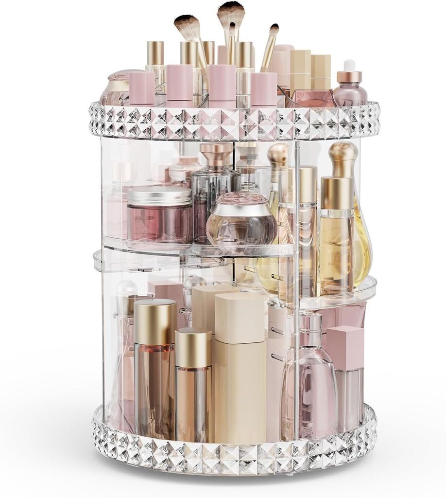360° Drehbarer Make-up-Organizer, Schminktisch-Organizer, Skincare-Organizer, Badezimmer-Aufbewahrung, Kosmetikständer, Für Badezimmer, Schminkt...