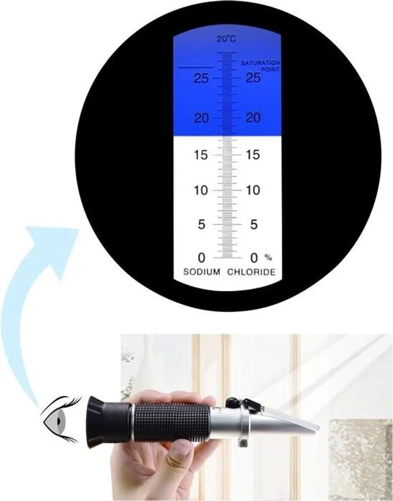 Réfractomètre Salinité ATC Précision ± 0,2 % - Test Chlorure de Sodium - 5