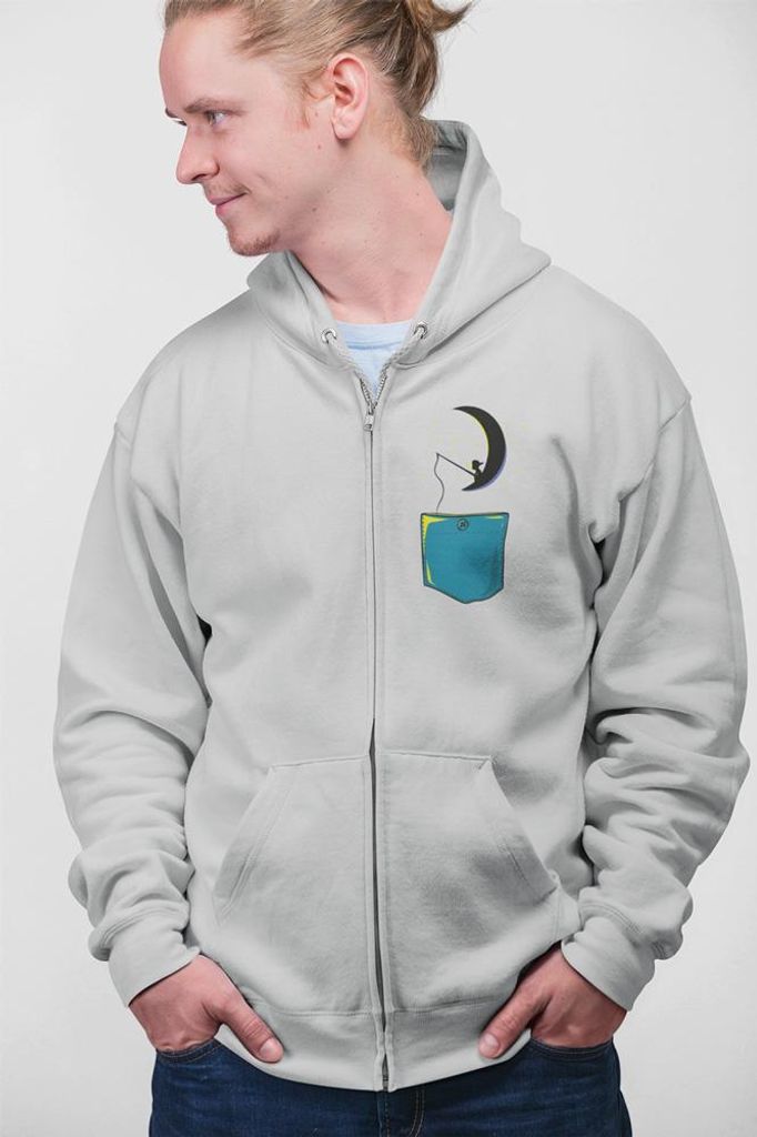 D&B Uni Hoodie ZIPPO00007 Child On Moon HellGrau-Größe S