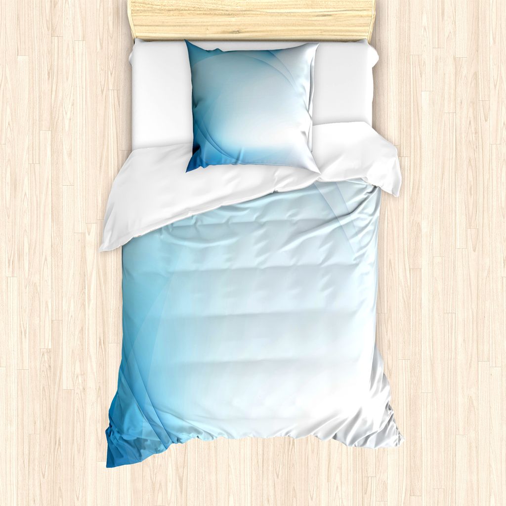 ABAKUHAUS Blau Bettbezug Set für Einzelbetten, Strahleneffekt Abstrakt Moderne, Milbensicher Allergiker geeignet mit Kissenbezug, 135 cm x 200 cm ...