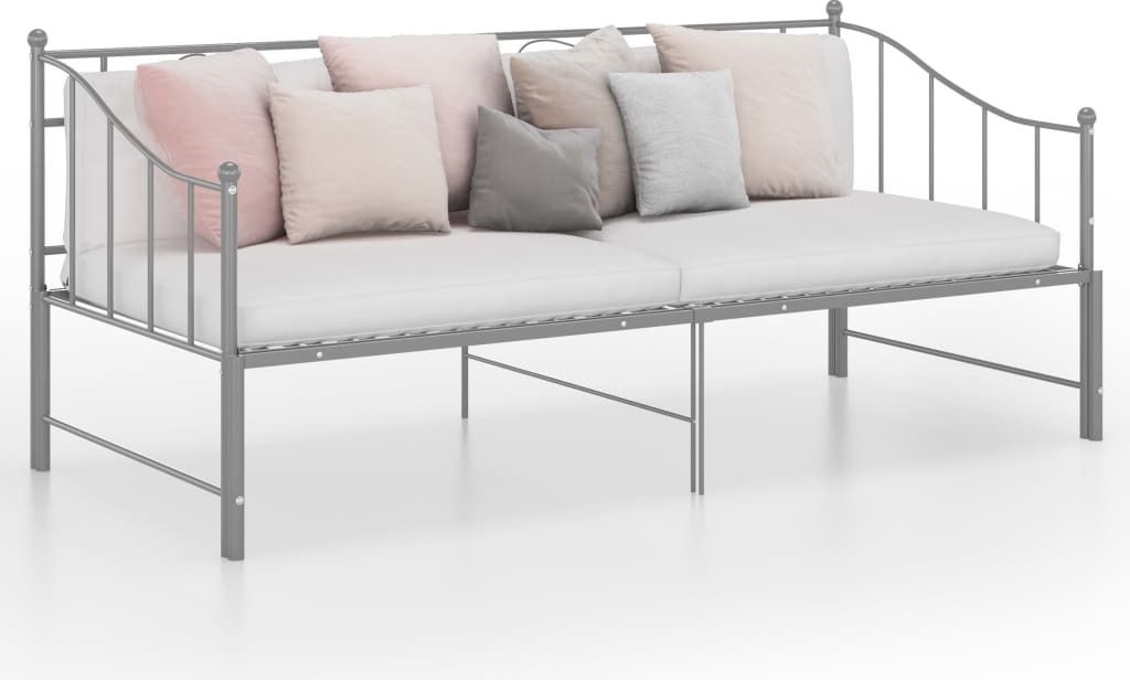 The Living Store Ausziehsofa Bettgestell Grau Metall 90x200 cm