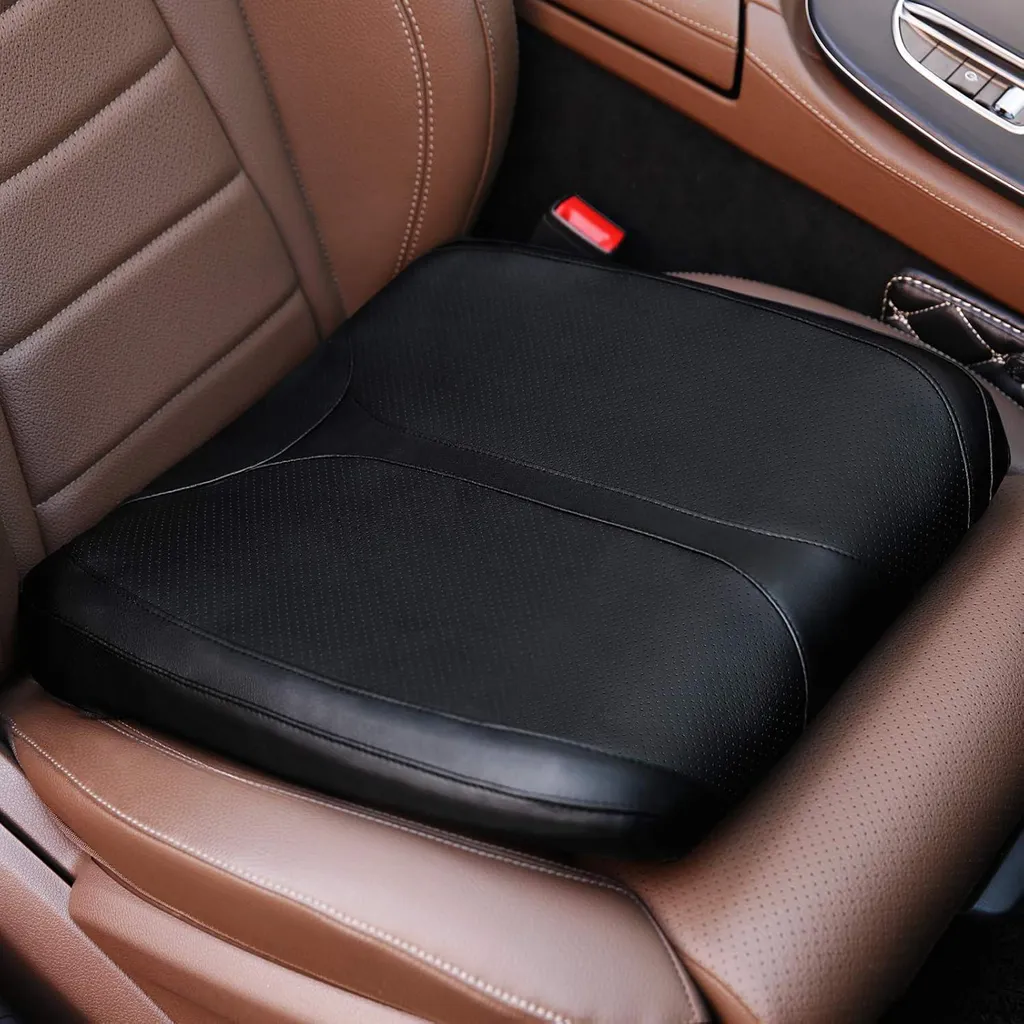 Coussin d'assise à mémoire de forme en cuir noir pour petit conducteur