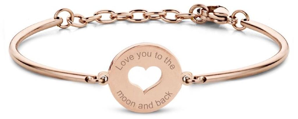 CO88 Collection Inspirational 8CB-90336 Stahlarmband mit Anhänger – Herz und „Love You to The Moon and Back“ 17 mm – Geschenk für sie –...