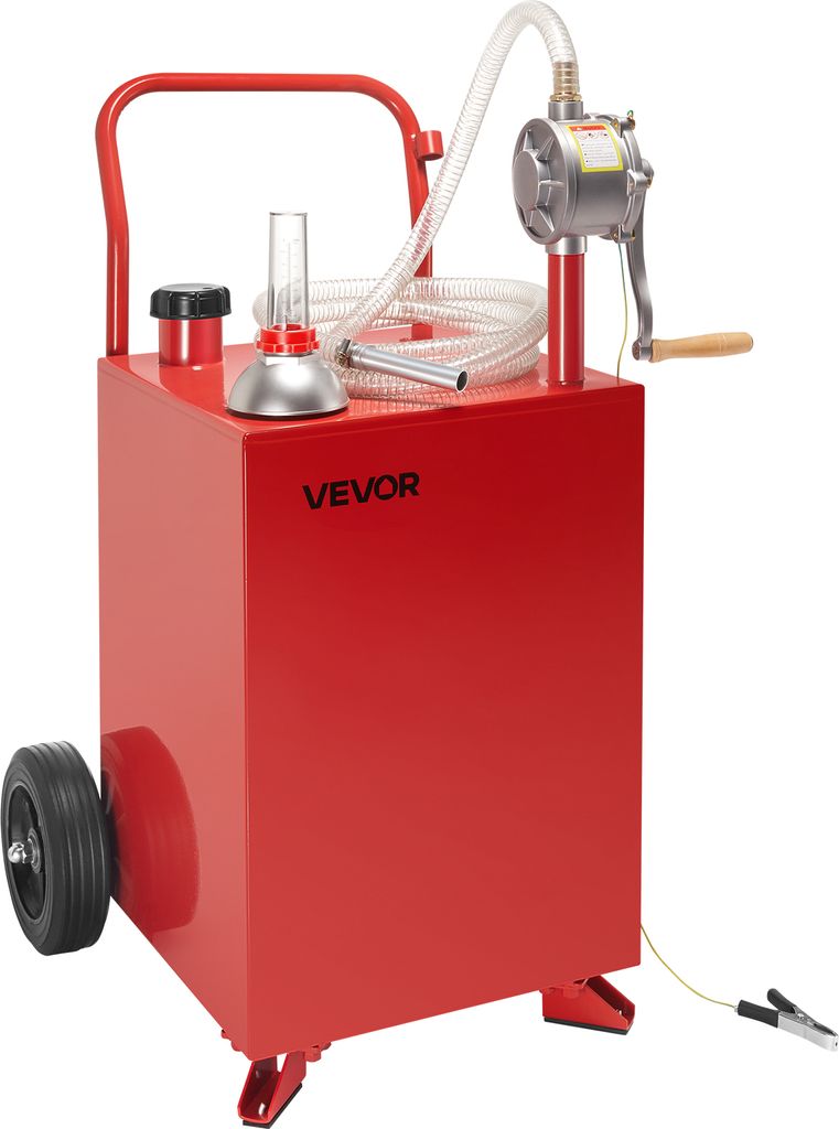 VEVOR 75 L Kraftstofftrolley, Benzin- & Dieseltank mit manueller Transferpumpe, Kraftstoffkanister mit 2 Rädern & 3 m Schlauch, Gasbehälter für ...