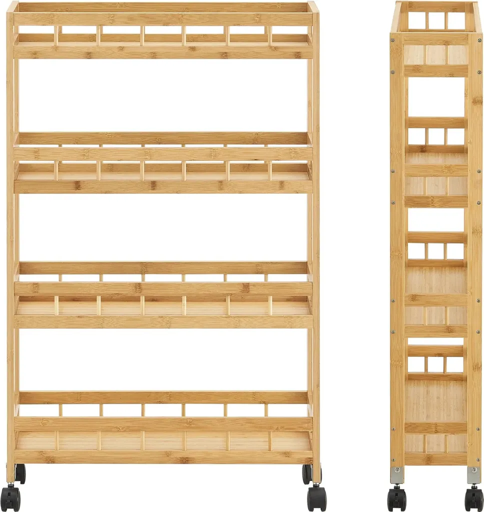 In And OutdoorMatch Garrison: Carrello Cucina 18cm Legno 4 Ripiani - 3