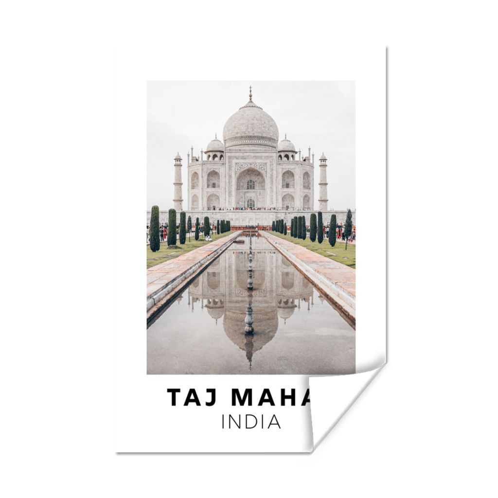 MuchoWow Poster Indien - Taj Mahal - Architektur 60x90 cm - Wanddekoration