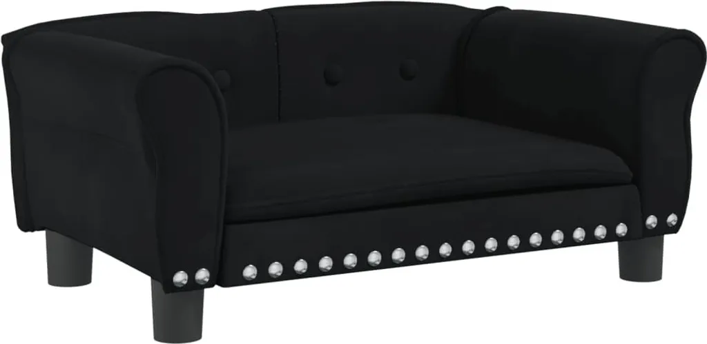 Cuccia Letto per Cani vidaXL Velluto Nero 70x45x30 cm Struttura Legno