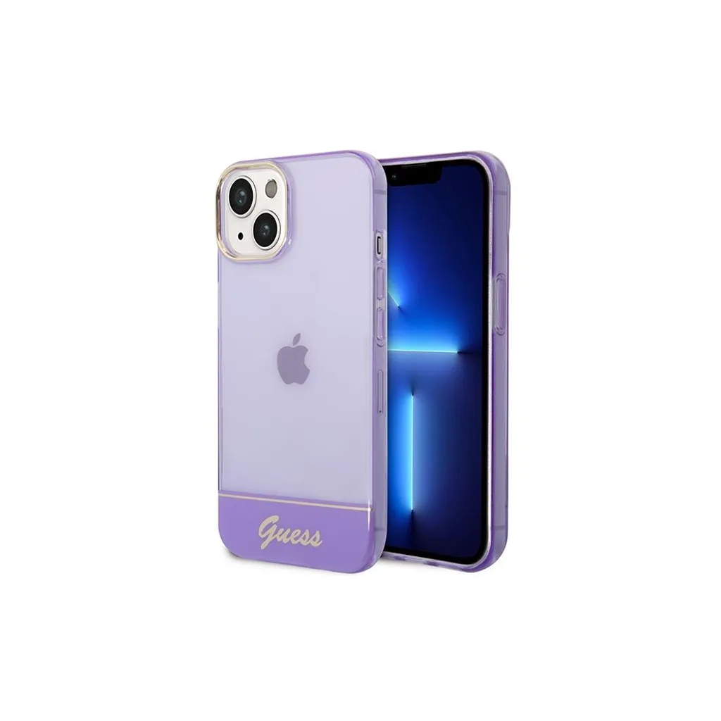 Guess iPhone 15 Plus Cover Viola Traslucida - Stile Urbano e Protezione