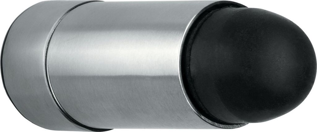 Wand-Türpuffer L. 78mm D. 32mm VA m. schwarzem Anschlagpuffer