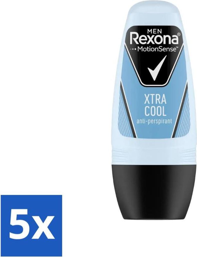 Rexona Men - Fresh Xtra Cool - Deo Roll-on - Antitranspirant - 50 ml - Vorteilspack - 5 Stücke
