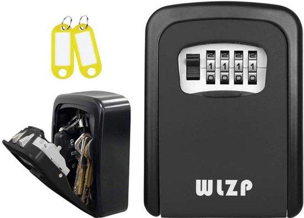 Sicherheitsschloss, 4-stelliges Code-Schloss, Wandmontage, innen- und außenverwendbar, Schlüsselkasten aus Edelstahl und wasserdicht, Geschenk - ...