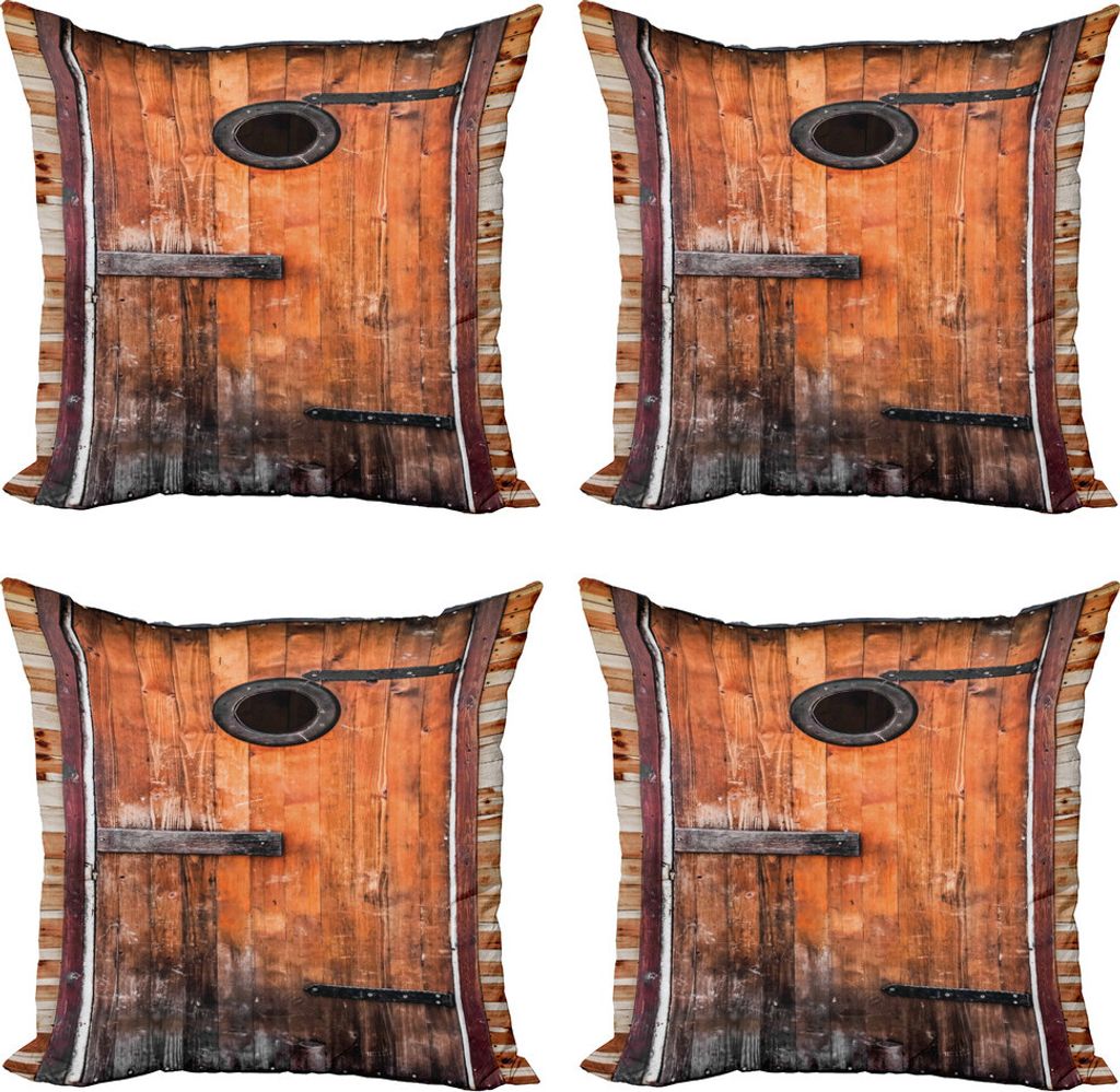 ABAKUHAUS Rustikal Kissenbezug Set (4 Stück), Pine Holz Fenster, Moderner Doppelseitiger Digitaldruck, 40 cm x 40 cm, Caramel Brown