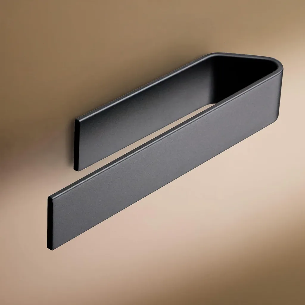 Support serviette invité noir 22 cm autocollant idéal pour petite salle