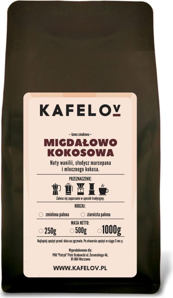 KAFELOV | Kaffeebohnen Mandel mit Kokosnuss - 250g - Aromatische Mischung - 100% Arabica