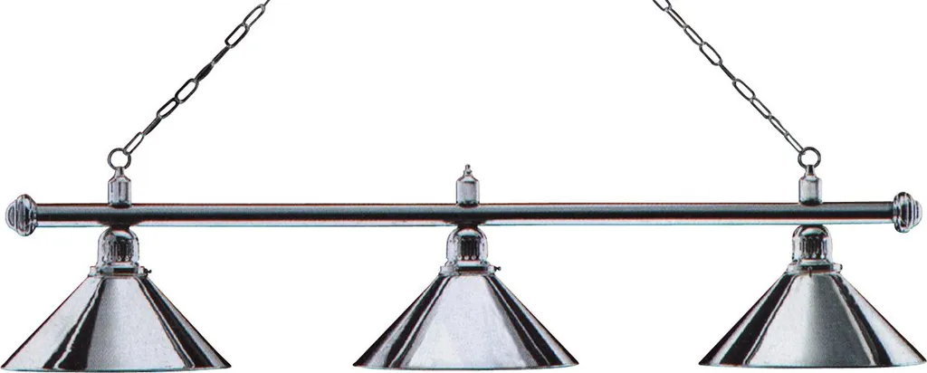Lampe de Billard London en Chrome - Suspension Triple Éclairage Table