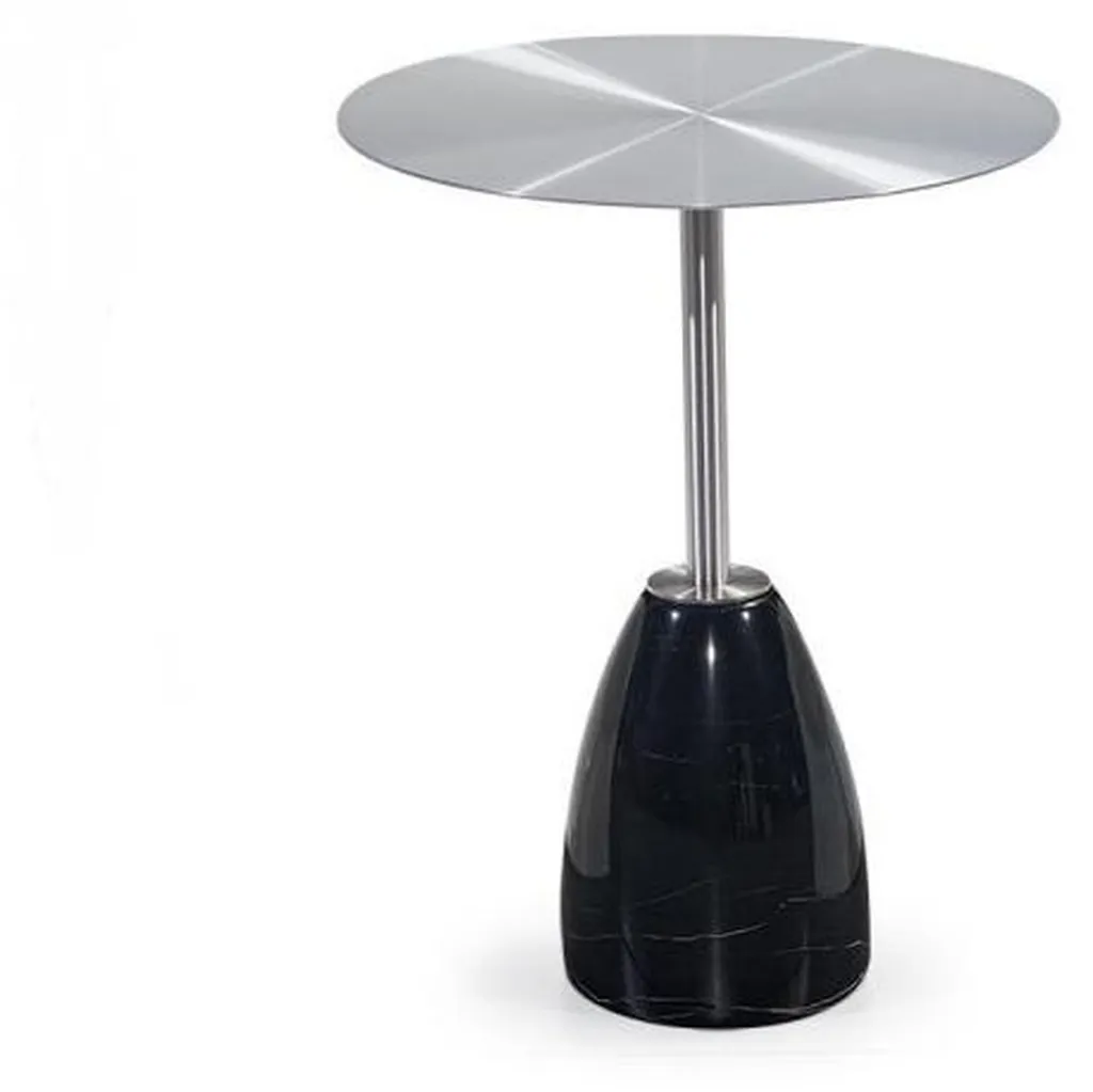 Table de chevet grise ronde avec plateau amovible et pieds en métal
