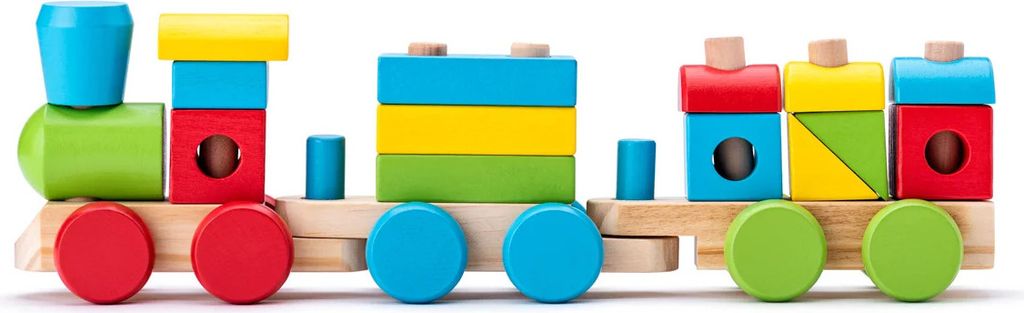 Faltbarer Güterzug aus Holz - zwei Waggons