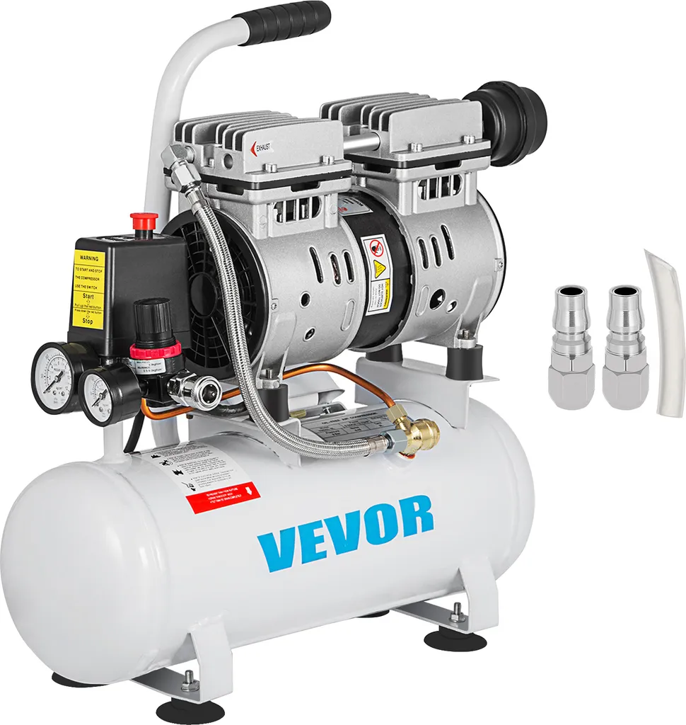 Compresseur d'air comprimé silencieux 9 litres sans huile VEVOR 550W