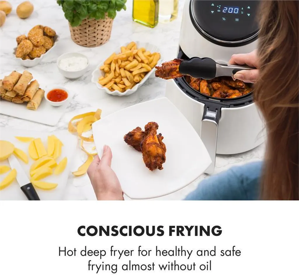 Friteuse AirVital 1300W 2,5L Blanche : Cuisson Rapide 8 Programmes - 2