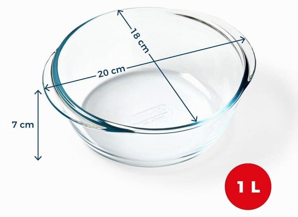 PYREX Preware Runde Auflaufform, Glas, 20 cm, 1 L