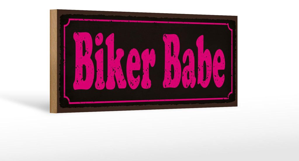 Holzschild Spruch 27x10cm Biker Babe