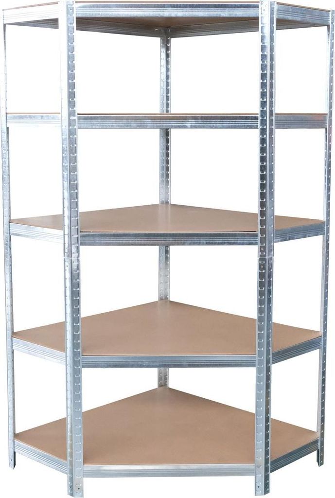 Regál Racks RAT80, do kúta, rohový, kovový, MDF, 5 políc, Obrázek produktu 
