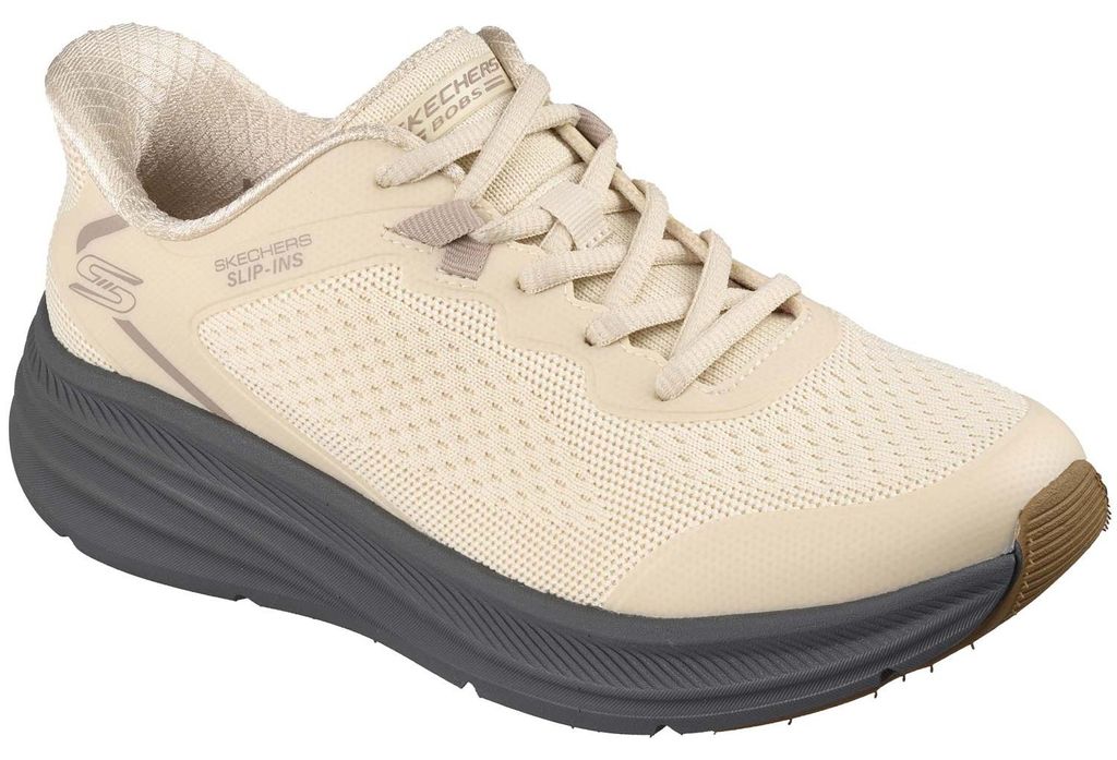 Skechers Slip-ins - BOBS Sport Skillz - Too Essential Damen Sneaker zum Reinschlüpfen Natural/Grey, 117756-NTGY